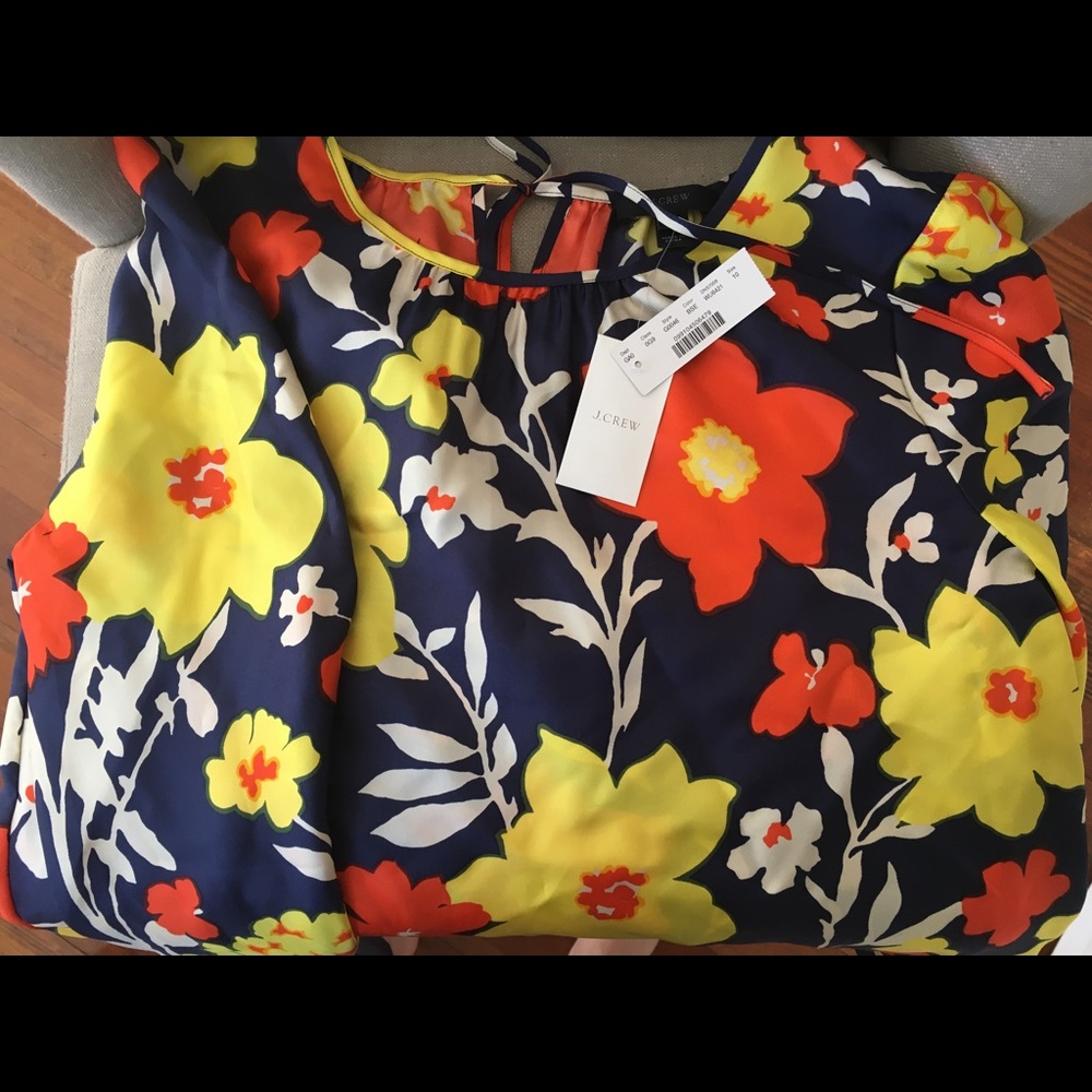 J crew women's silk flowered top NWT sz 10